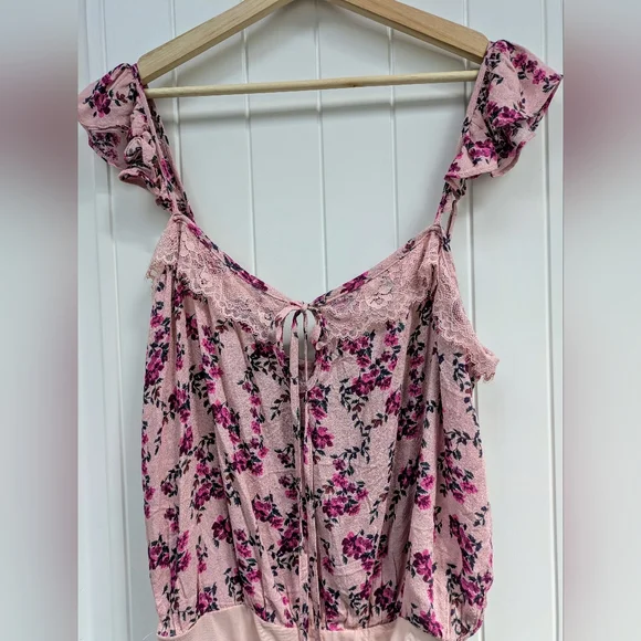 Intimately Free People Pink Floral Bodysuit with Tie Front - Take It Away - Picture 10 of 10
